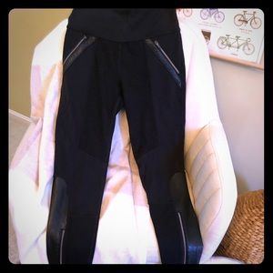 Black Athleta leggings w/ vegan leather detailing